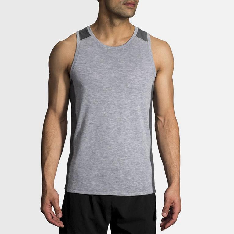 Brooks Distance Hombre Camiseta Sin Mangas - Grises (0574UERDV)